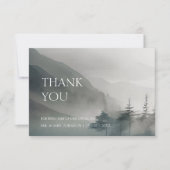 Moody Mountain Dark Aesthetic Woodland Wedding Dankeskarte (Vorderseite)