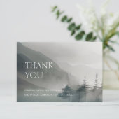 Moody Mountain Dark Aesthetic Woodland Wedding Dankeskarte (Stehend Vorderseite)
