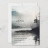 Moody Mountain Dark Aesthetic Woodland Wedding Einladung (Vorderseite)