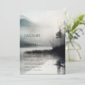 Moody Mountain Dark Aesthetic Woodland Wedding Einladung (Stehend Vorderseite)