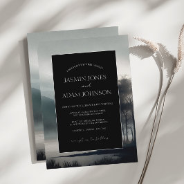 Moody Mountain Dark Aesthetic Woodland Wedding Einladung