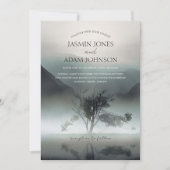 Moody Mountain Dark Aesthetic Woodland Wedding Einladung (Vorderseite)