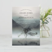 Moody Mountain Dark Aesthetic Woodland Wedding Einladung (Stehend Vorderseite)