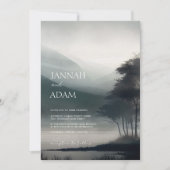 Moody Mountain Dark Aesthetic Woodland Wedding Einladung (Vorderseite)