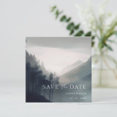 Moody Mountain Dark Aesthetic Woodland Wedding Save The Date (Stehend Vorderseite)