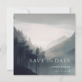 Moody Mountain Dark Aesthetic Woodland Wedding Save The Date (Vorderseite)
