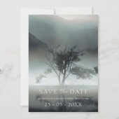 Moody Mountain Dark Aesthetic Woodland Wedding Save The Date (Vorderseite)