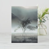 Moody Mountain Dark Aesthetic Woodland Wedding Save The Date (Stehend Vorderseite)