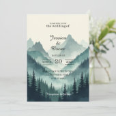 Moody Mountain Forest Wedding Invitation Einladung (Stehend Vorderseite)
