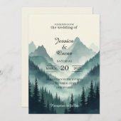 Moody Mountain Forest Wedding Invitation Einladung (Vorne/Hinten)