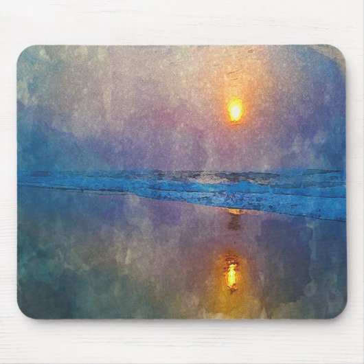 Moody muffiger Sonnenaufgang am Meer Mousepad (Vorne)