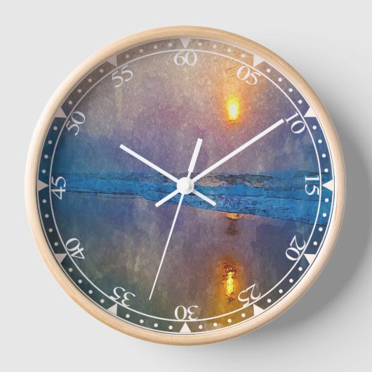 Moody muffiger Sonnenaufgang am Meer Uhr (Vorderseite)