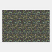 Moody Mushrooms Burgundy und Green Kariert Geschenkpapier Set (Vorderseite)