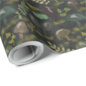Moody Mushrooms Dark Sage Dirt Brown Gray Green Geschenkpapier (Rolleneckpunkt)