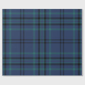 Moody Navy and Teal Dark Tartan Christmas Geschenkpapier (Flach)
