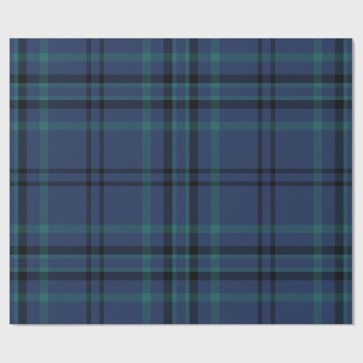 Moody Navy and Teal Dark Tartan Christmas Geschenkpapier (Flach)