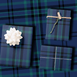 Moody Navy and Teal Dark Tartan Christmas Geschenkpapier Set