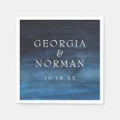 Moody Navy Blue Watercolor Wedding Serviette (Vorderseite)