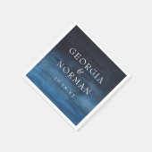 Moody Navy Blue Watercolor Wedding Serviette (Ecke)