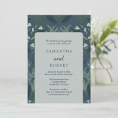 Moody Navy Blue Winter Wedding Einladung (Stehend Vorderseite)