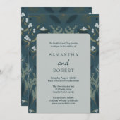 Moody Navy Blue Winter Wedding Einladung (Vorne/Hinten)