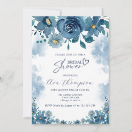 Moody Navy Smoke Floral Bridal Shower Einladung