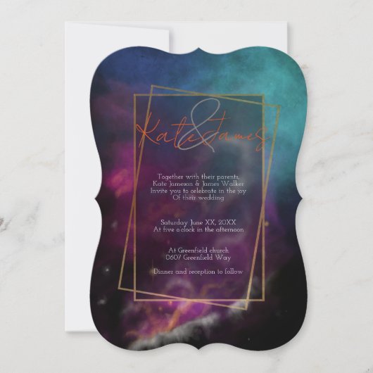 Moody Nebula unter den Sternen Einladung Hochzeit (Vorderseite)