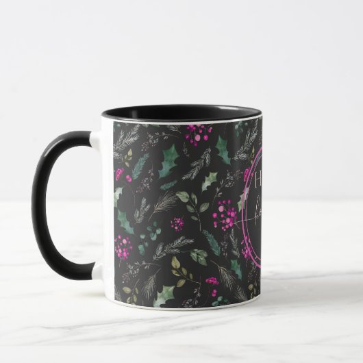 Moody Niedlich Winter Holly Happy Holidays Tasse (Links)