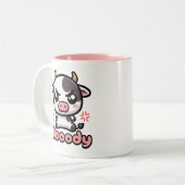 Moody! Niedliche wütende Kuh Puppe Cartoon Zweifarbige Tasse (Vorderseite Links)