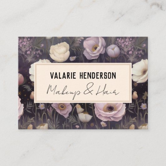 Moody Night Floral Business Card Visitenkarte (Vorderseite)