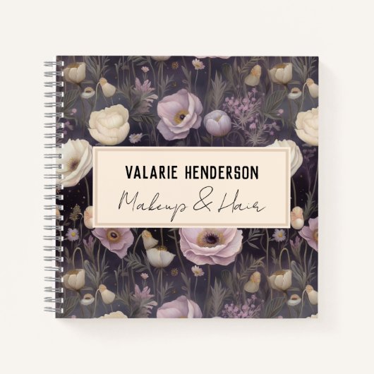 Moody Night Floral Business Spiral Notebook Notizblock (Vorderseite)