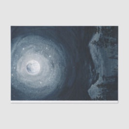 Moody night sky Vollmond Sterne Gebirgsdecoupage Seidenpapier