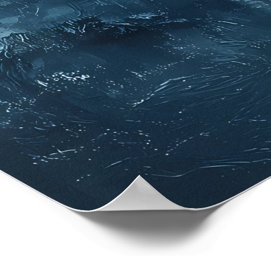 Moody Ocean Moonlight Szene mit Wellen Crashing Poster (Ecke)