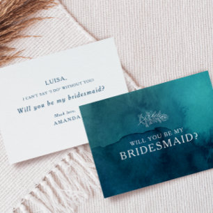 Moody Ocean Watercolor Bridesmaid Vorschlagskarte Einladung