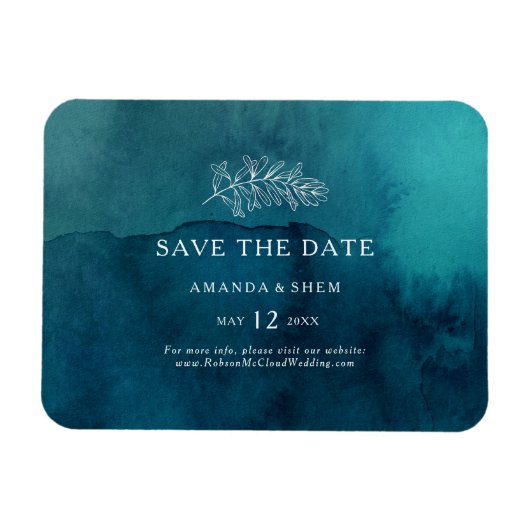Moody Ocean Watercolor Flexible Save the Date Magnet (Horizontal)