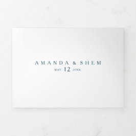 Moody Ocean Watercolor Hochzeit in einem Dreifach Gefaltete Einladung