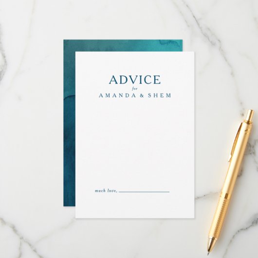 Moody Ocean Watercolor Hochzeitberatungskarte Hinweiskarte (Vorderseite/Rückseite Beispiel)