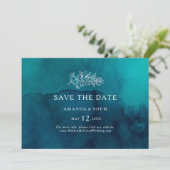 Moody Ocean Watercolor Horizontal Save the Date (Stehend Vorderseite)