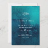 Moody Ocean Watercolor in einer Hochzeit Einladung (Vorderseite)