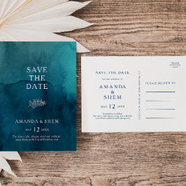 Moody Ocean Watercolor Save the Date Postkarte
