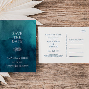 Moody Ocean Watercolor Save the Date Postkarte