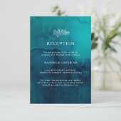 Moody Ocean Watercolor Wedding Card Begleitkarte (Stehend Vorderseite)
