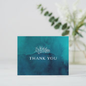 Moody Ocean Watercolor Wedding Danke Postcard Postkarte (Stehend Vorderseite)