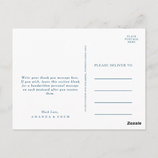 Moody Ocean Watercolor Wedding Danke Postcard Postkarte (Rückseite)