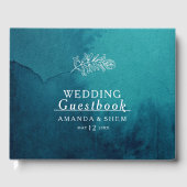 Moody Ocean Watercolor Wedding Guest Book Gästebuch (Vorderseite)