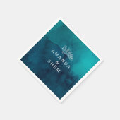 Moody Ocean Watercolor Wedding Napkins Serviette (Ecke)