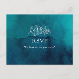 Moody Ocean Watercolor Wedding RSVP Postcard Postkarte