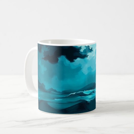 Moody Ocean Waves Under Stormy Sky – Abstract Seas Kaffeetasse (Vorderseite Links)