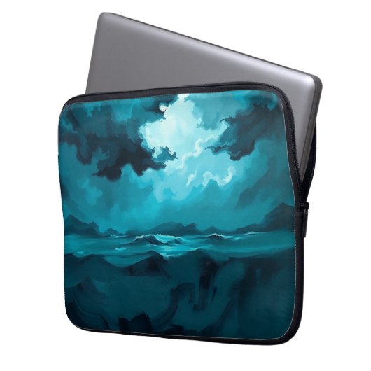 Moody Ocean Waves Under Stormy Sky – Abstract Seas Laptopschutzhülle (Vorderseite Links)