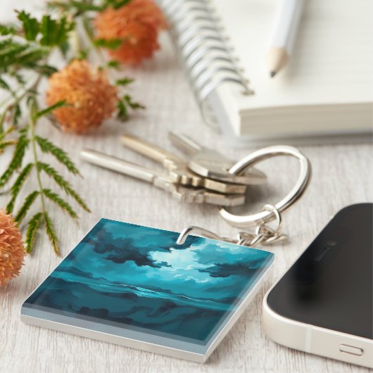 Moody Ocean Waves Under Stormy Sky – Abstract Seas Schlüsselanhänger (Vorderseite rechts)